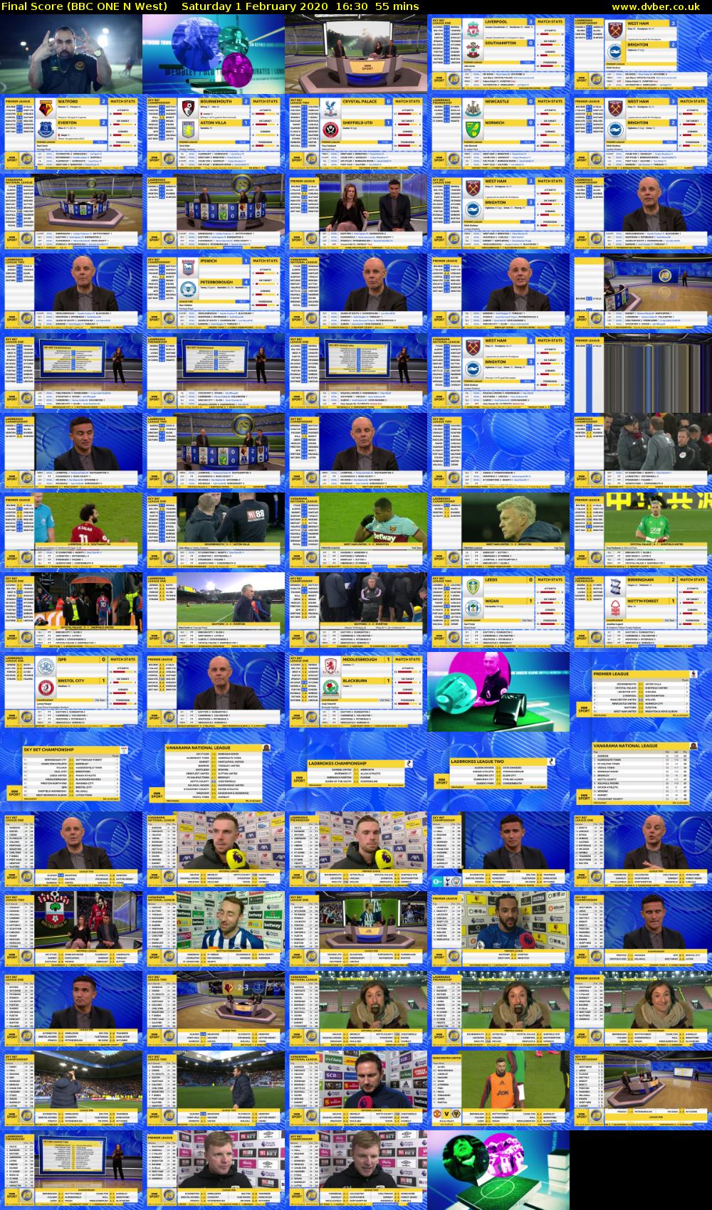 Final Score (BBC ONE N West) Saturday 1 February 2020 16:30 - 17:25