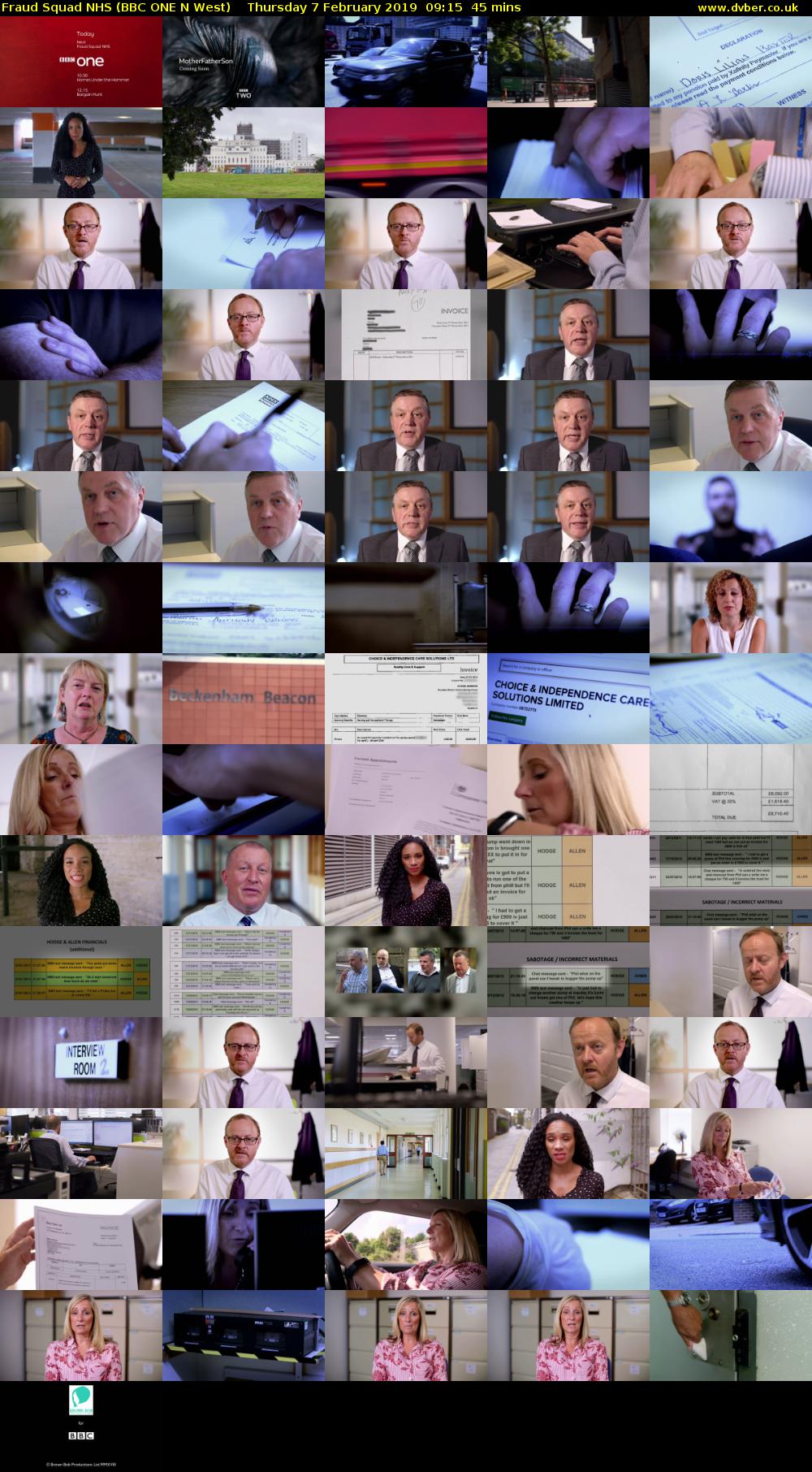 Fraud Squad NHS (BBC ONE N West) Thursday 7 February 2019 09:15 - 10:00