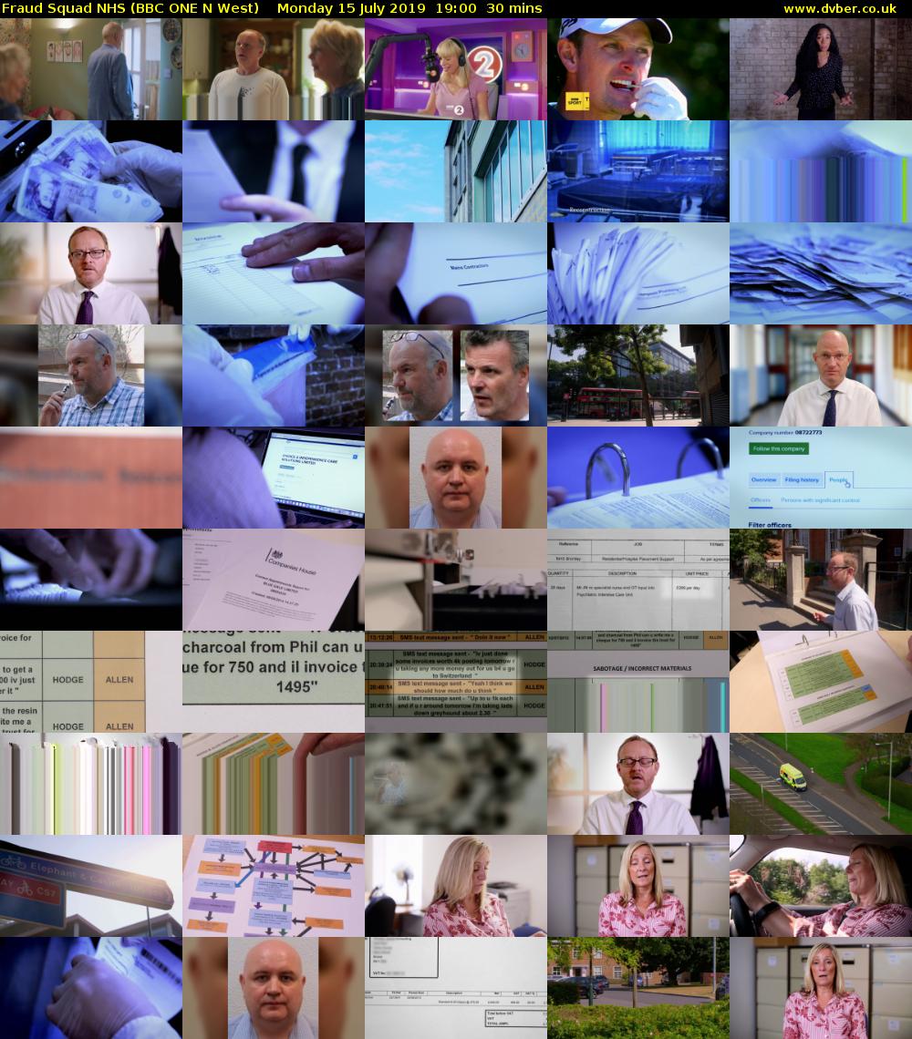 Fraud Squad NHS (BBC ONE N West) Monday 15 July 2019 19:00 - 19:30