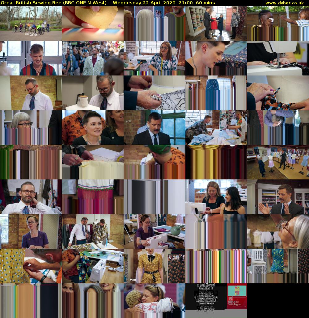 Great British Sewing Bee (BBC ONE N West) Wednesday 22 April 2020 21:00 - 22:00
