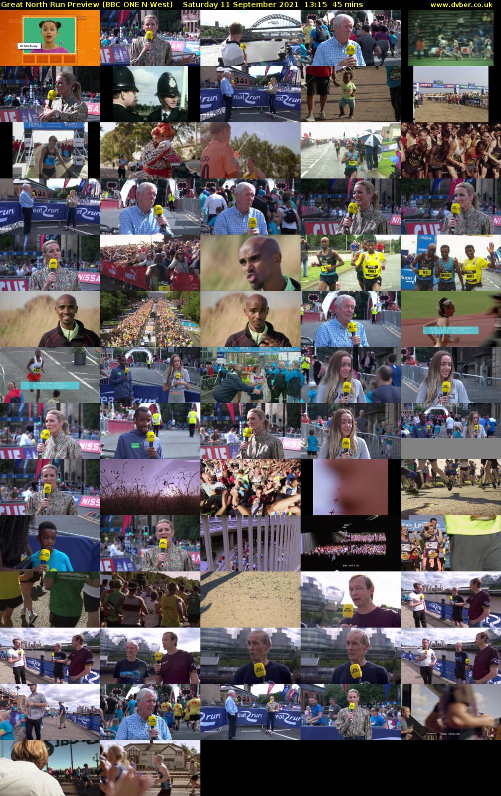Great North Run Preview (BBC ONE N West) Saturday 11 September 2021 13:15 - 14:00