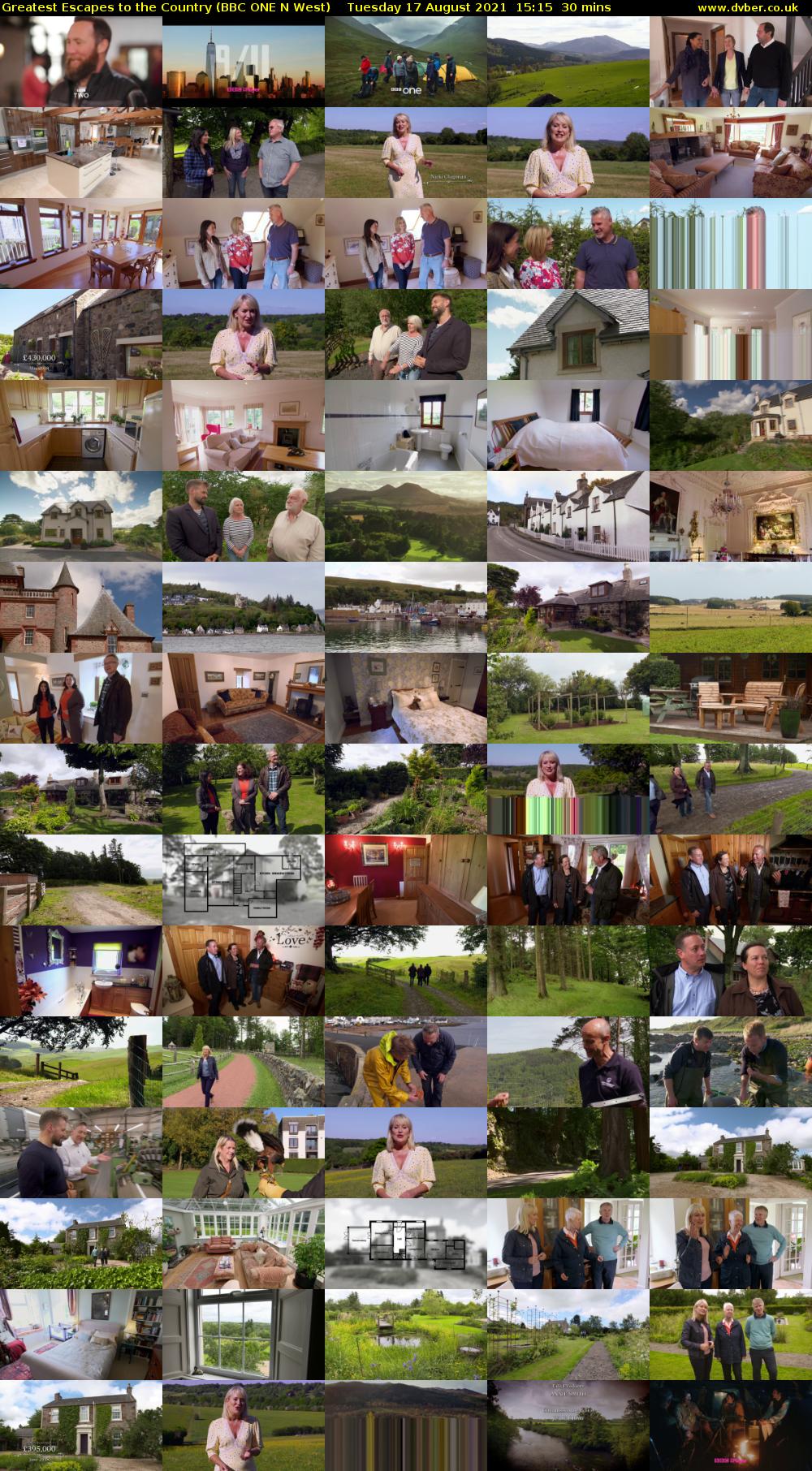 Greatest Escapes to the Country (BBC ONE N West) Tuesday 17 August 2021 15:15 - 15:45