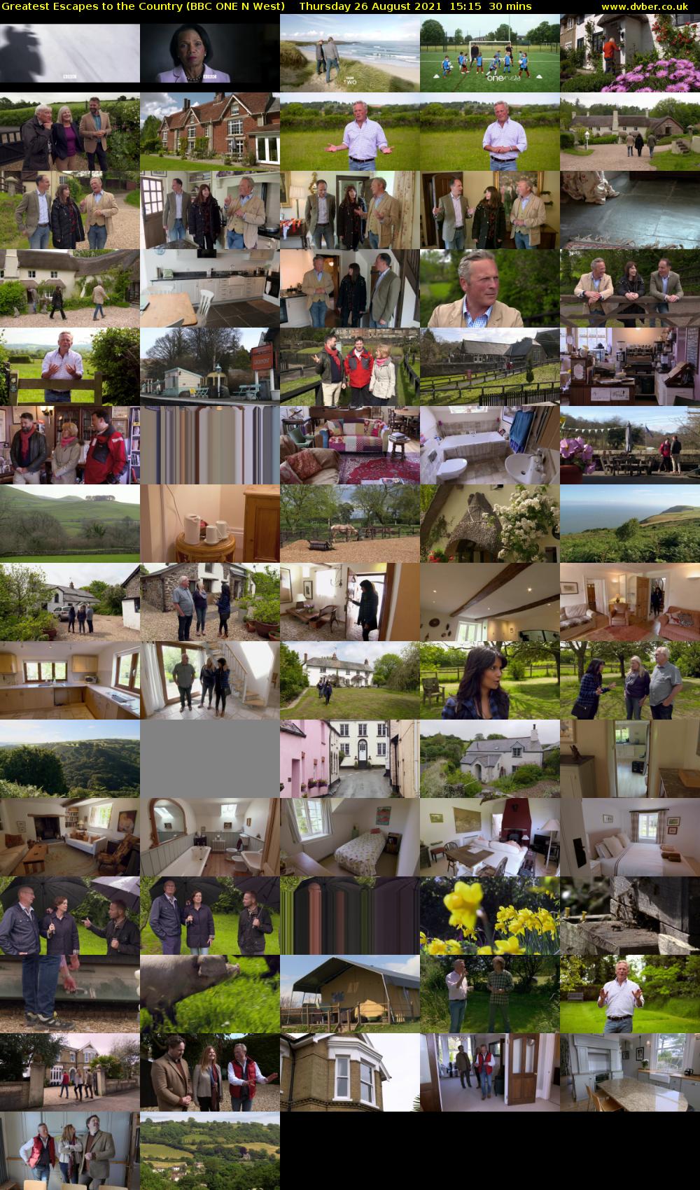 Greatest Escapes to the Country (BBC ONE N West) Thursday 26 August 2021 15:15 - 15:45