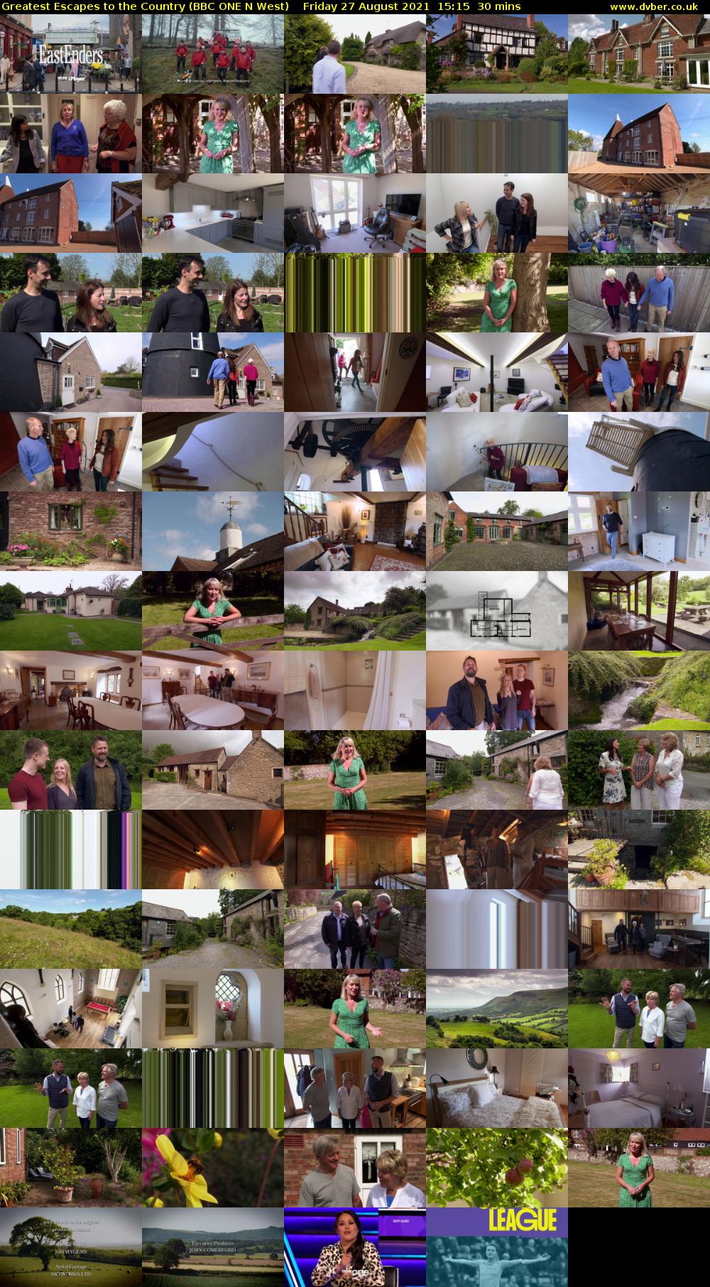 Greatest Escapes to the Country (BBC ONE N West) Friday 27 August 2021 15:15 - 15:45