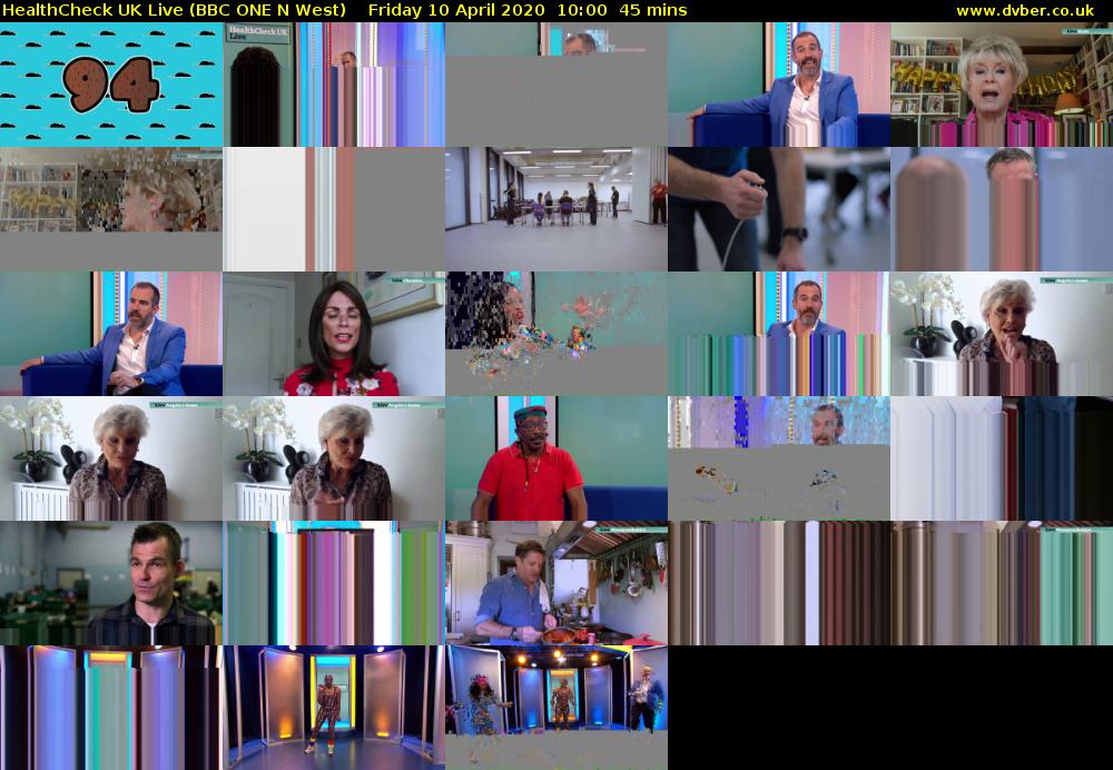 HealthCheck UK Live (BBC ONE N West) Friday 10 April 2020 10:00 - 10:45
