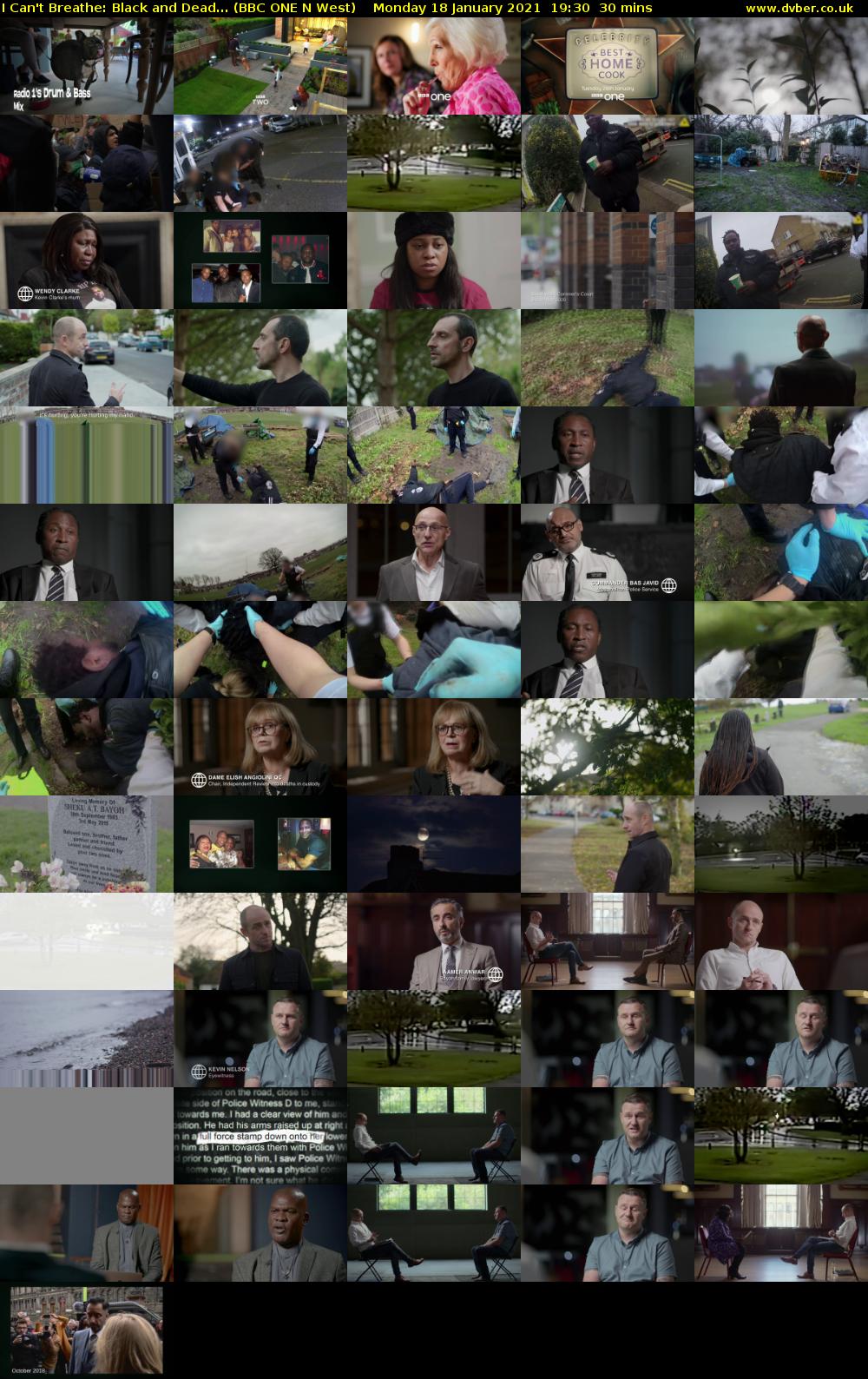 I Can't Breathe: Black and Dead... (BBC ONE N West) Monday 18 January 2021 19:30 - 20:00