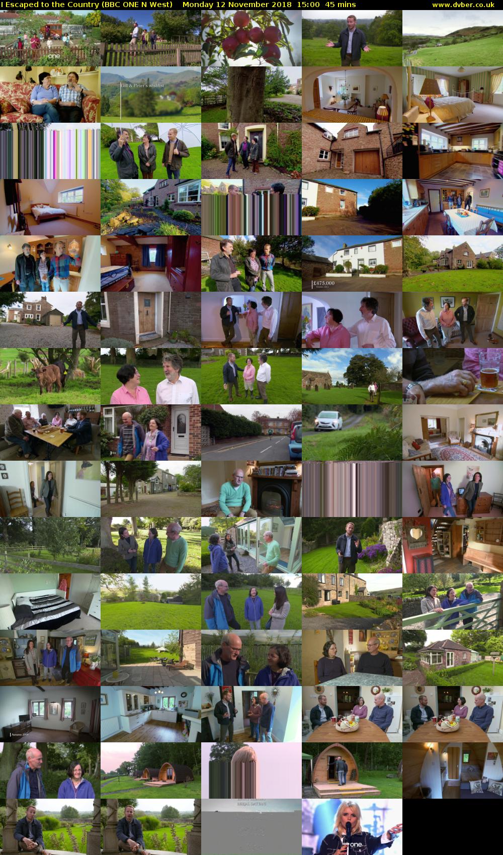 I Escaped to the Country (BBC ONE N West) Monday 12 November 2018 15:00 - 15:45