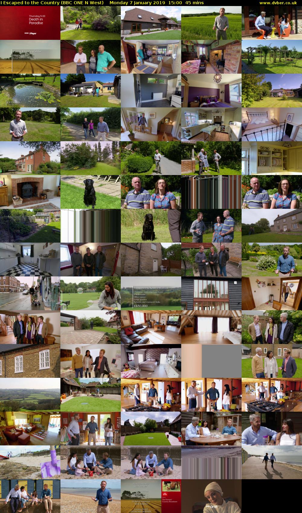 I Escaped to the Country (BBC ONE N West) Monday 7 January 2019 15:00 - 15:45