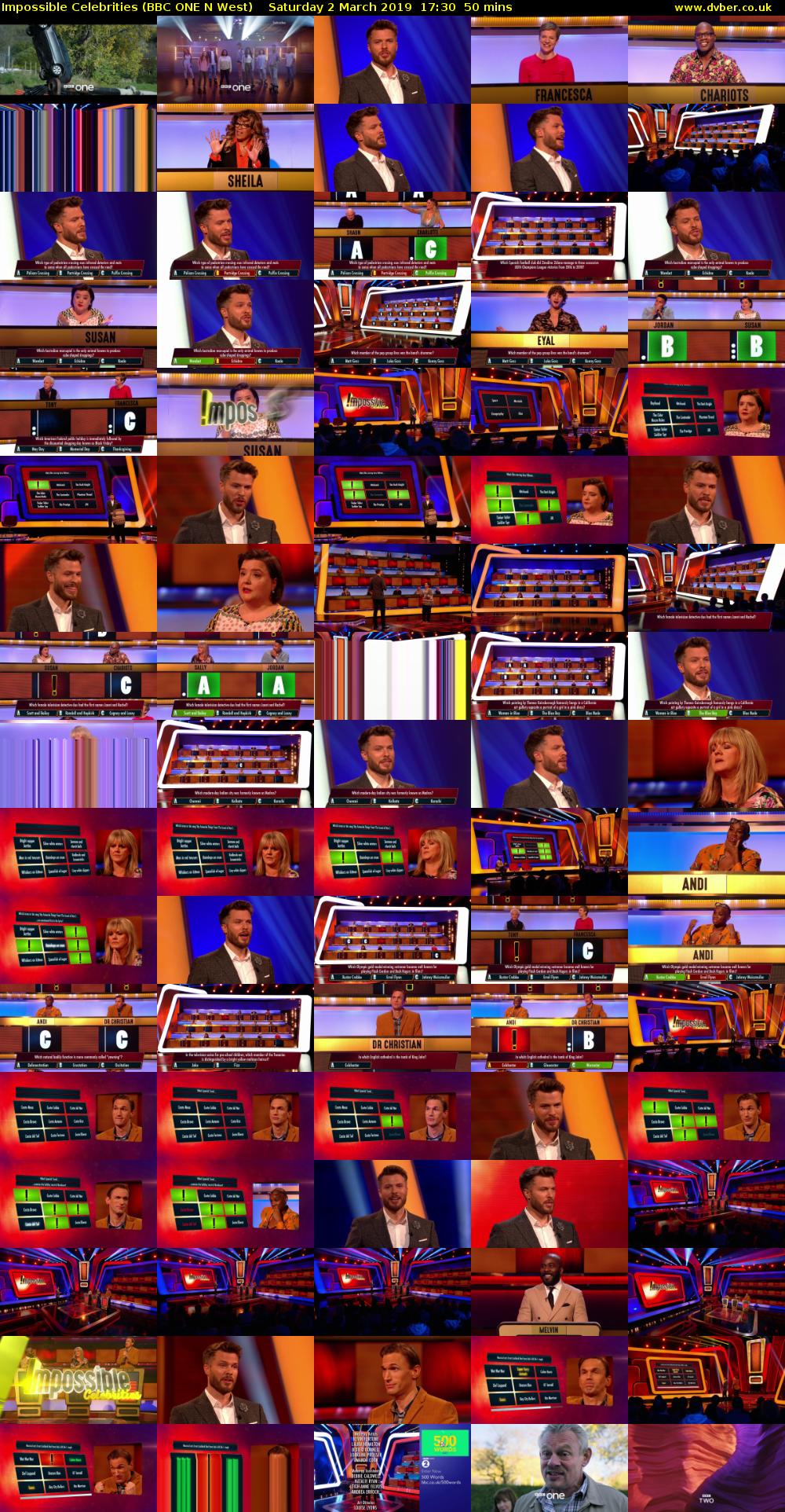 Impossible Celebrities (BBC ONE N West) Saturday 2 March 2019 17:30 - 18:20