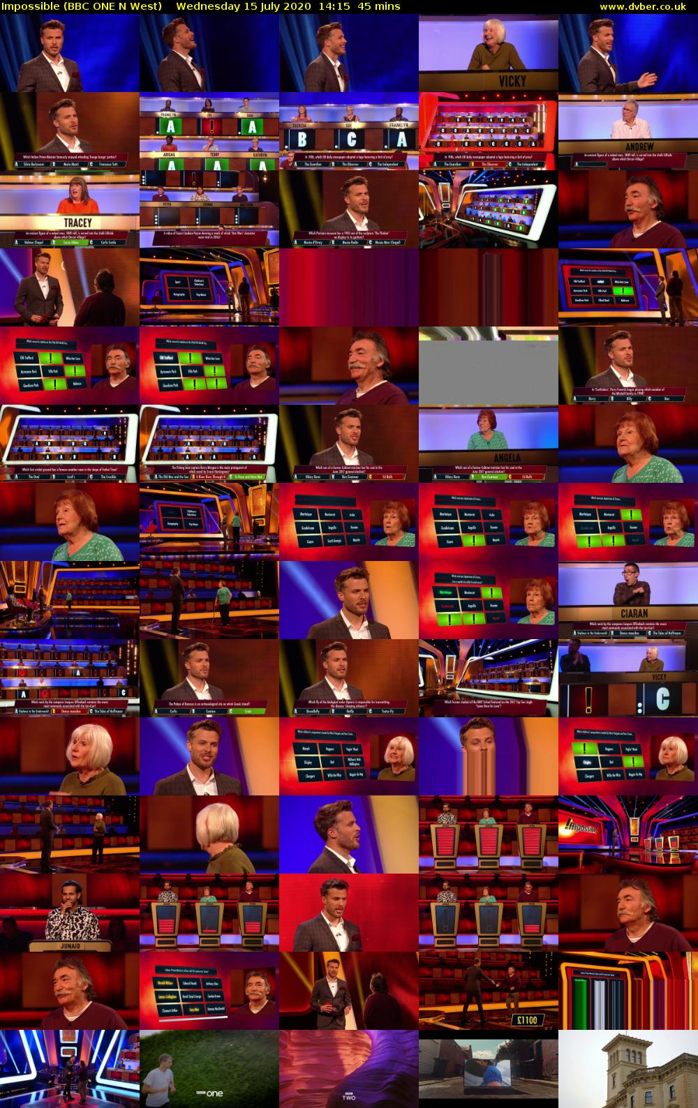 Impossible (BBC ONE N West) Wednesday 15 July 2020 14:15 - 15:00