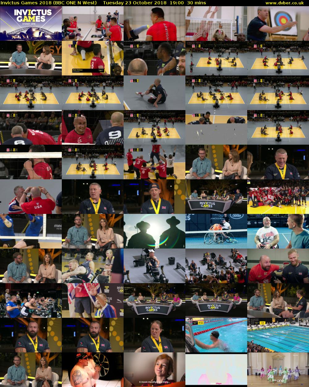 Invictus Games 2018 (BBC ONE N West) Tuesday 23 October 2018 19:00 - 19:30