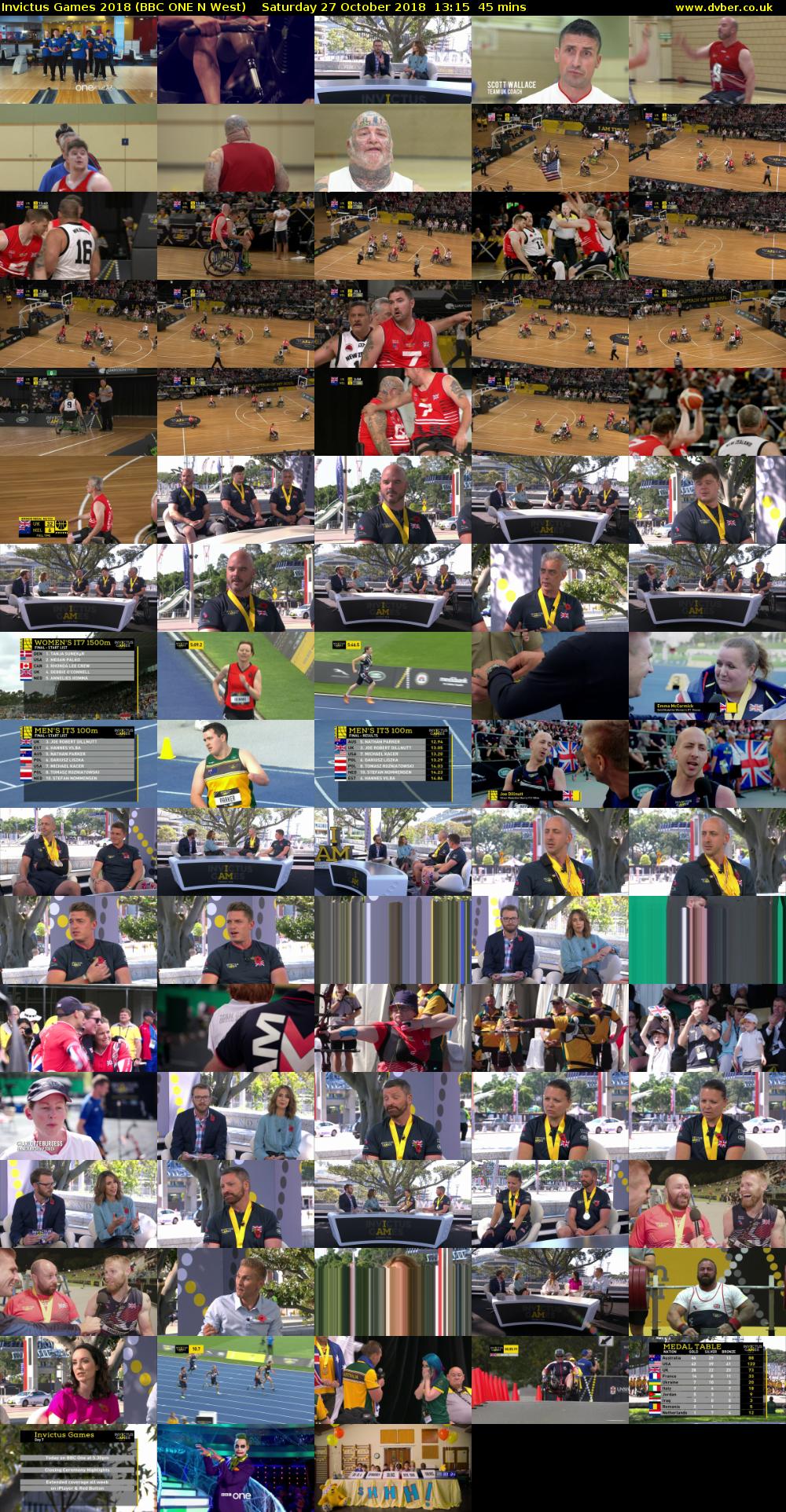 Invictus Games 2018 (BBC ONE N West) Saturday 27 October 2018 13:15 - 14:00