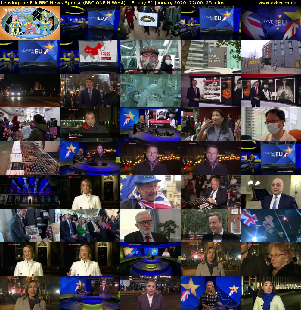 Leaving the EU: BBC News Special (BBC ONE N West) Friday 31 January 2020 22:00 - 22:25