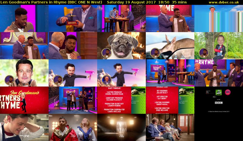 Len Goodman's Partners in Rhyme (BBC ONE N West) Saturday 19 August 2017 18:50 - 19:25