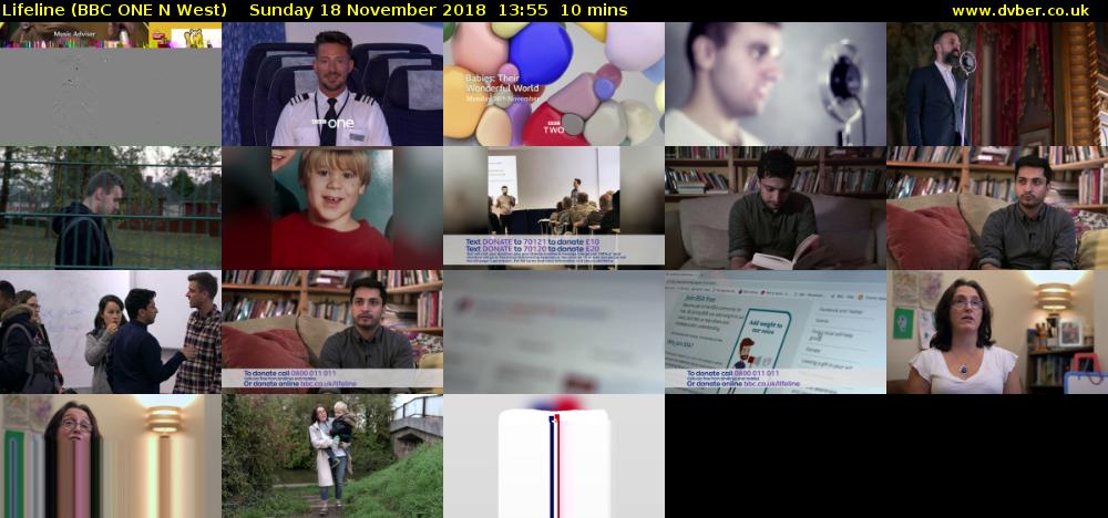 Lifeline (BBC ONE N West) Sunday 18 November 2018 13:55 - 14:05