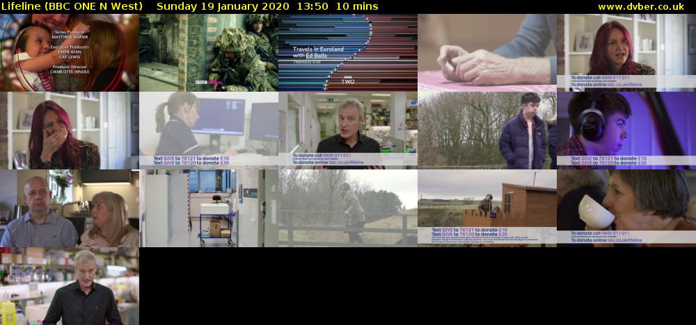 Lifeline (BBC ONE N West) Sunday 19 January 2020 13:50 - 14:00