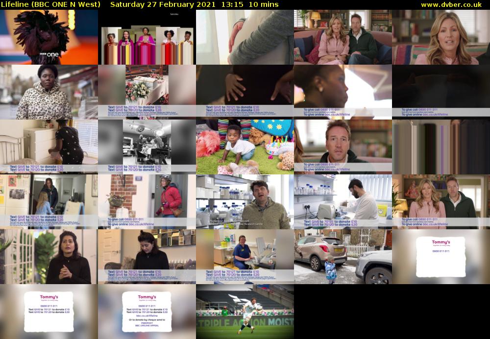 Lifeline (BBC ONE N West) Saturday 27 February 2021 13:15 - 13:25