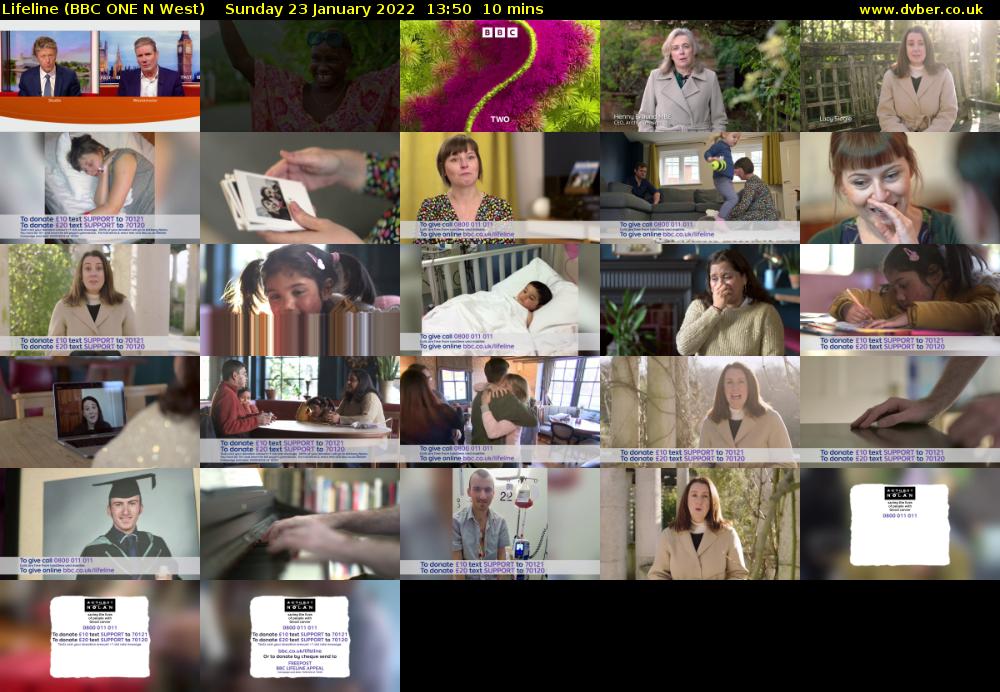 Lifeline (BBC ONE N West) Sunday 23 January 2022 13:50 - 14:00