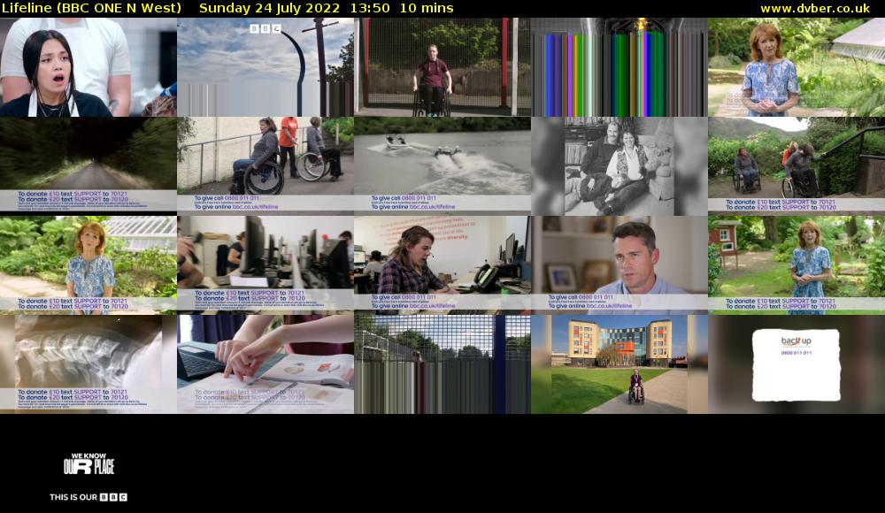 Lifeline (BBC ONE N West) Sunday 24 July 2022 13:50 - 14:00
