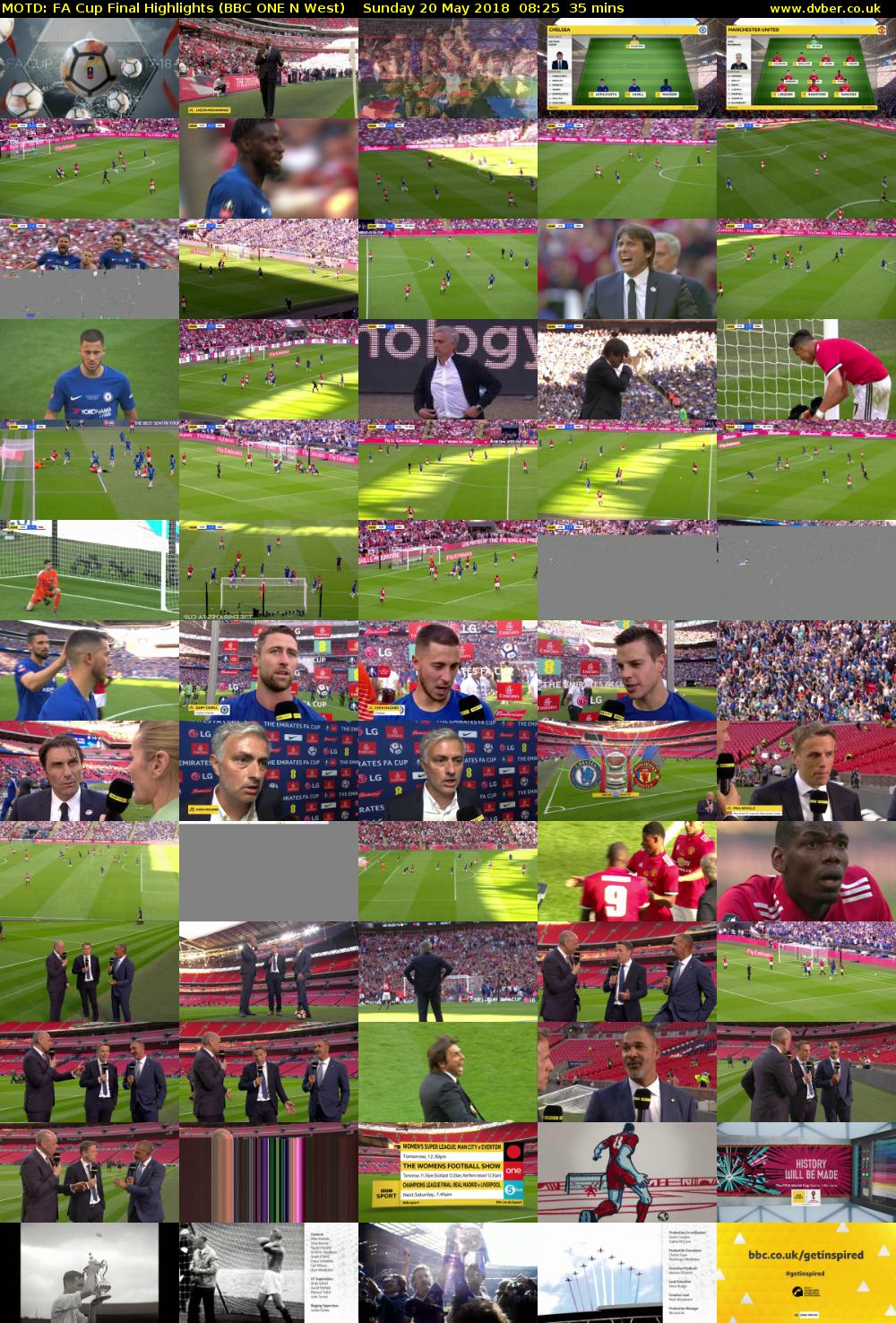 MOTD: FA Cup Final Highlights (BBC ONE N West) Sunday 20 May 2018 08:25 - 09:00