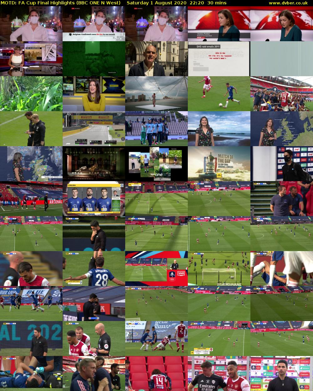 MOTD: FA Cup Final Highlights (BBC ONE N West) Saturday 1 August 2020 22:20 - 22:50