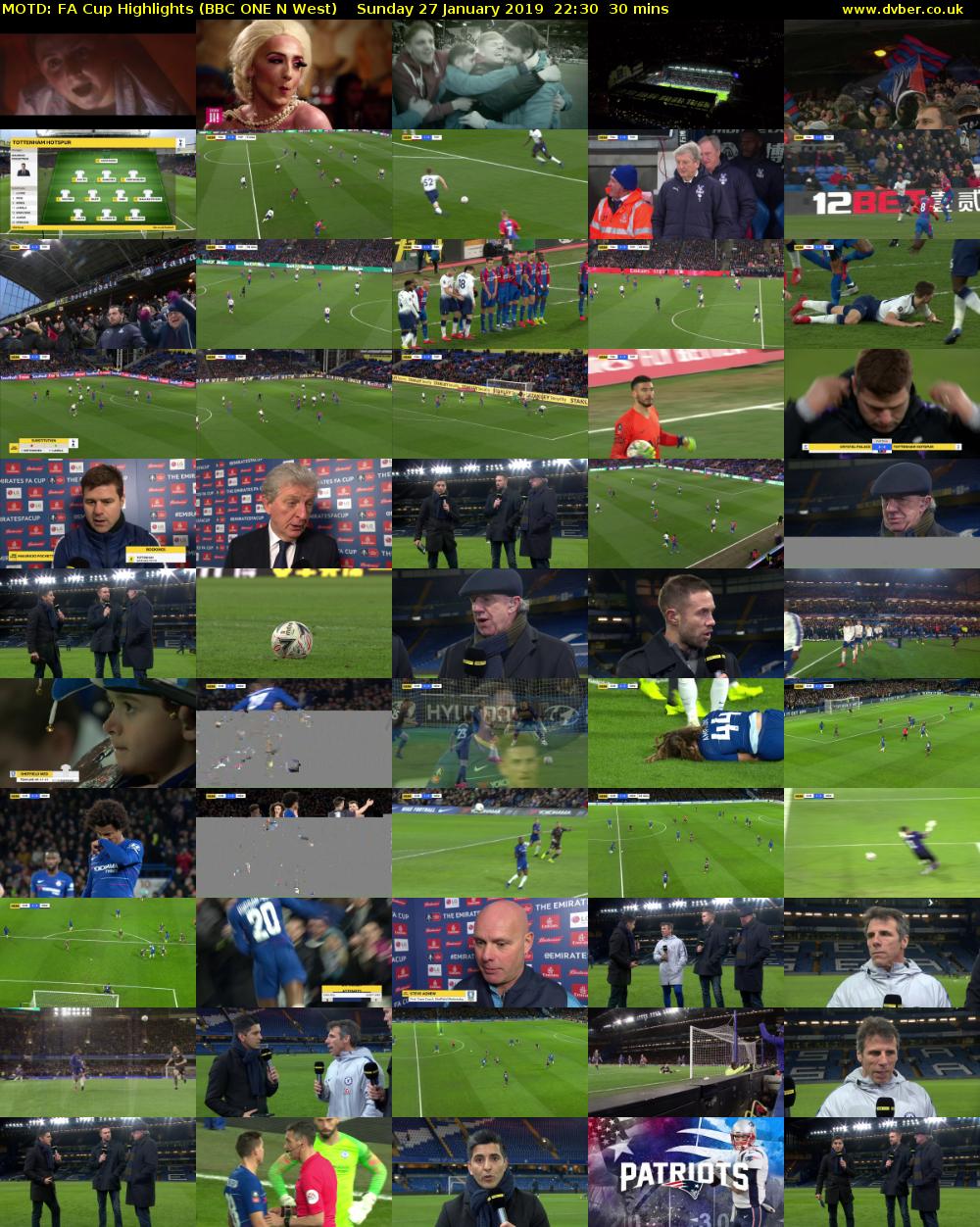 MOTD: FA Cup Highlights (BBC ONE N West) Sunday 27 January 2019 22:30 - 23:00