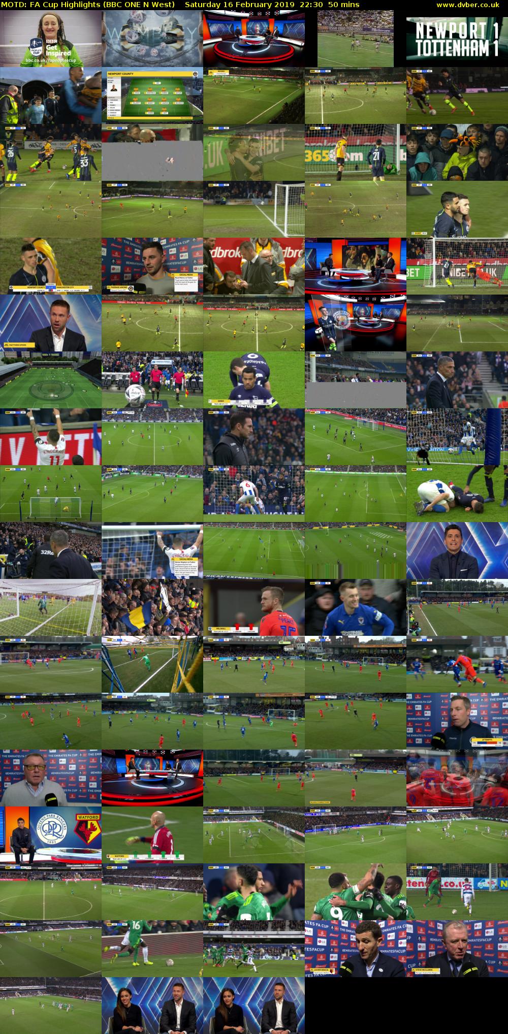 MOTD: FA Cup Highlights (BBC ONE N West) Saturday 16 February 2019 22:30 - 23:20