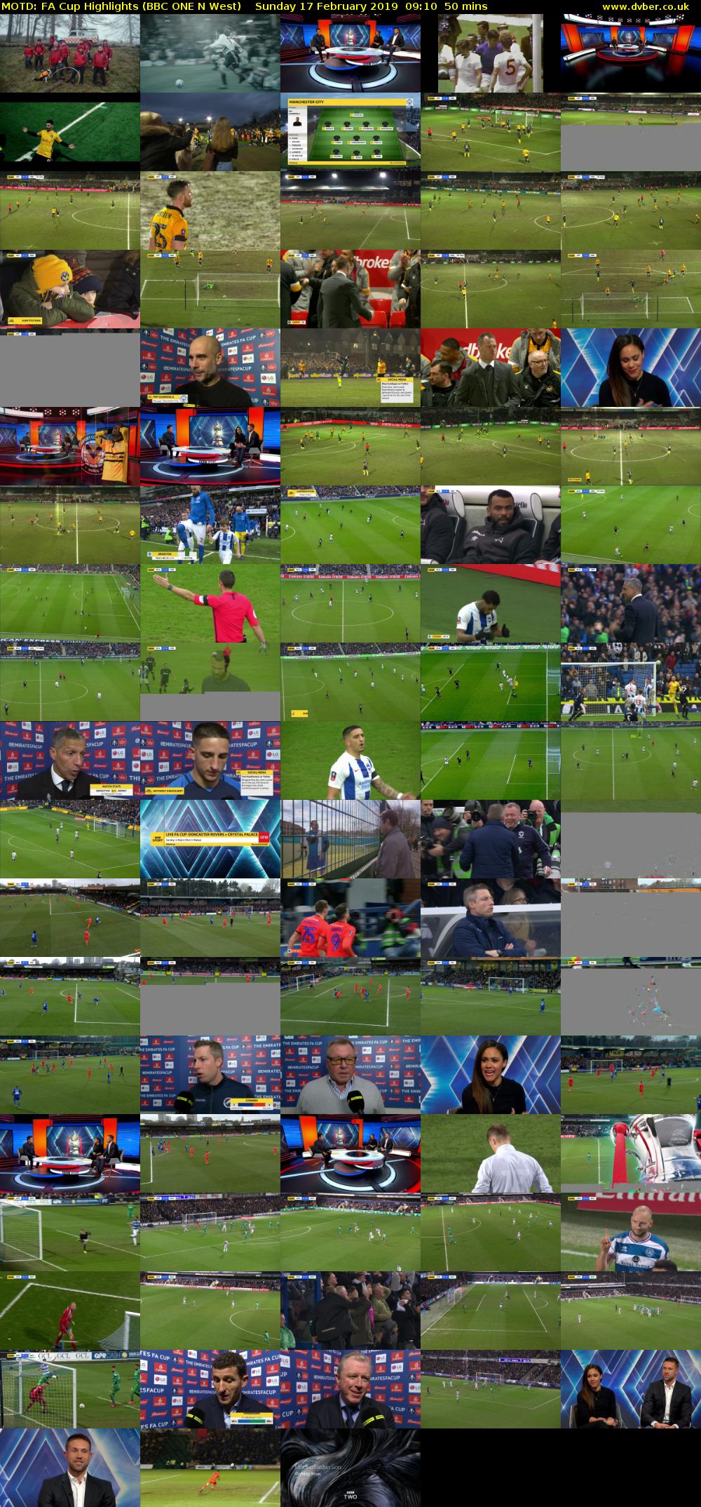 MOTD: FA Cup Highlights (BBC ONE N West) Sunday 17 February 2019 09:10 - 10:00