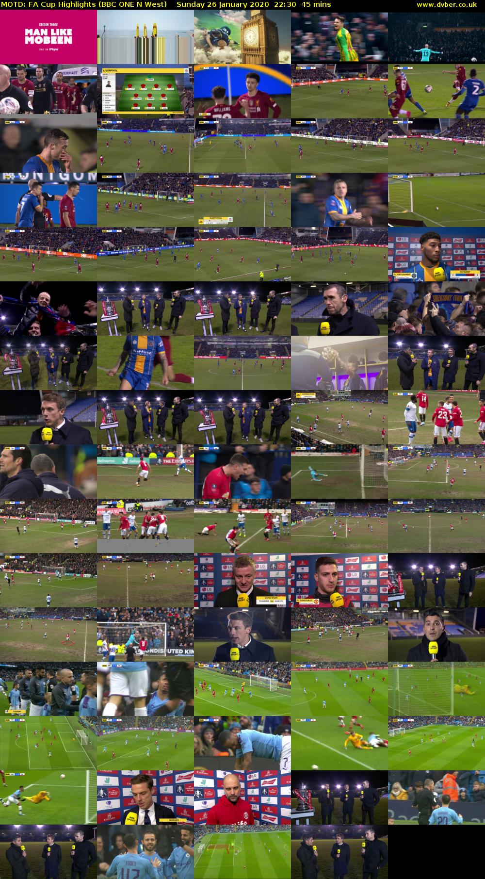 MOTD: FA Cup Highlights (BBC ONE N West) Sunday 26 January 2020 22:30 - 23:15