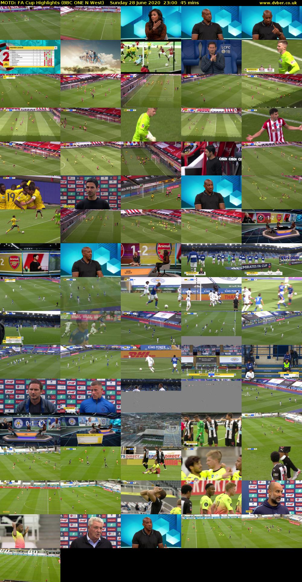 MOTD: FA Cup Highlights (BBC ONE N West) Sunday 28 June 2020 23:00 - 23:45