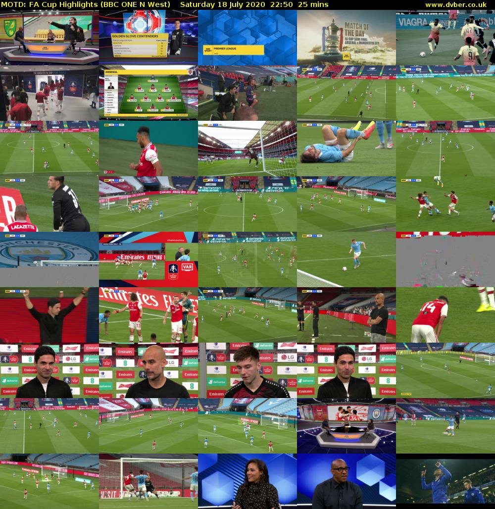 MOTD: FA Cup Highlights (BBC ONE N West) Saturday 18 July 2020 22:50 - 23:15