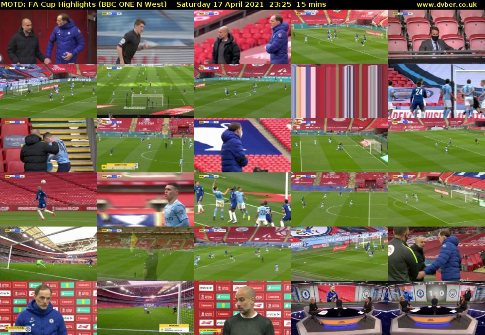 MOTD: FA Cup Highlights (BBC ONE N West) Saturday 17 April 2021 23:25 - 23:40