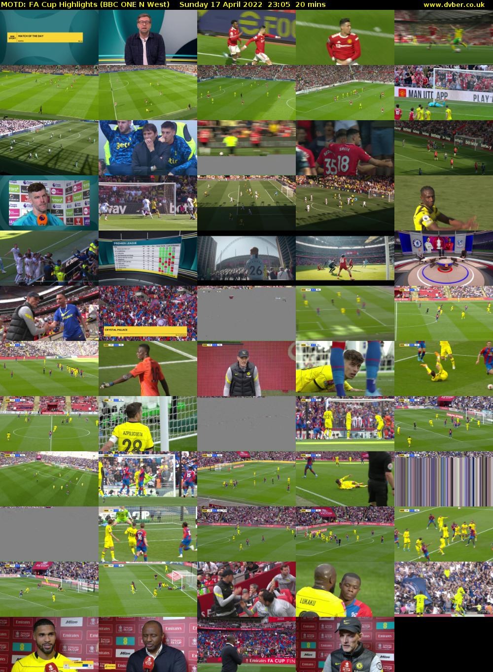MOTD: FA Cup Highlights (BBC ONE N West) Sunday 17 April 2022 23:05 - 23:25