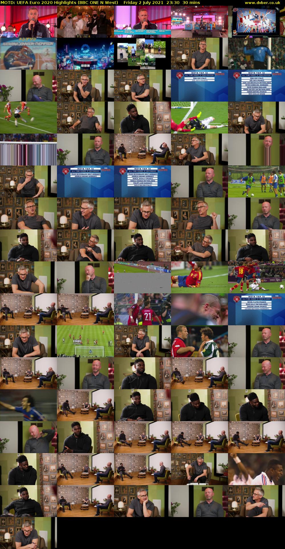 MOTD: UEFA Euro 2020 Highlights (BBC ONE N West) Friday 2 July 2021 23:30 - 00:00
