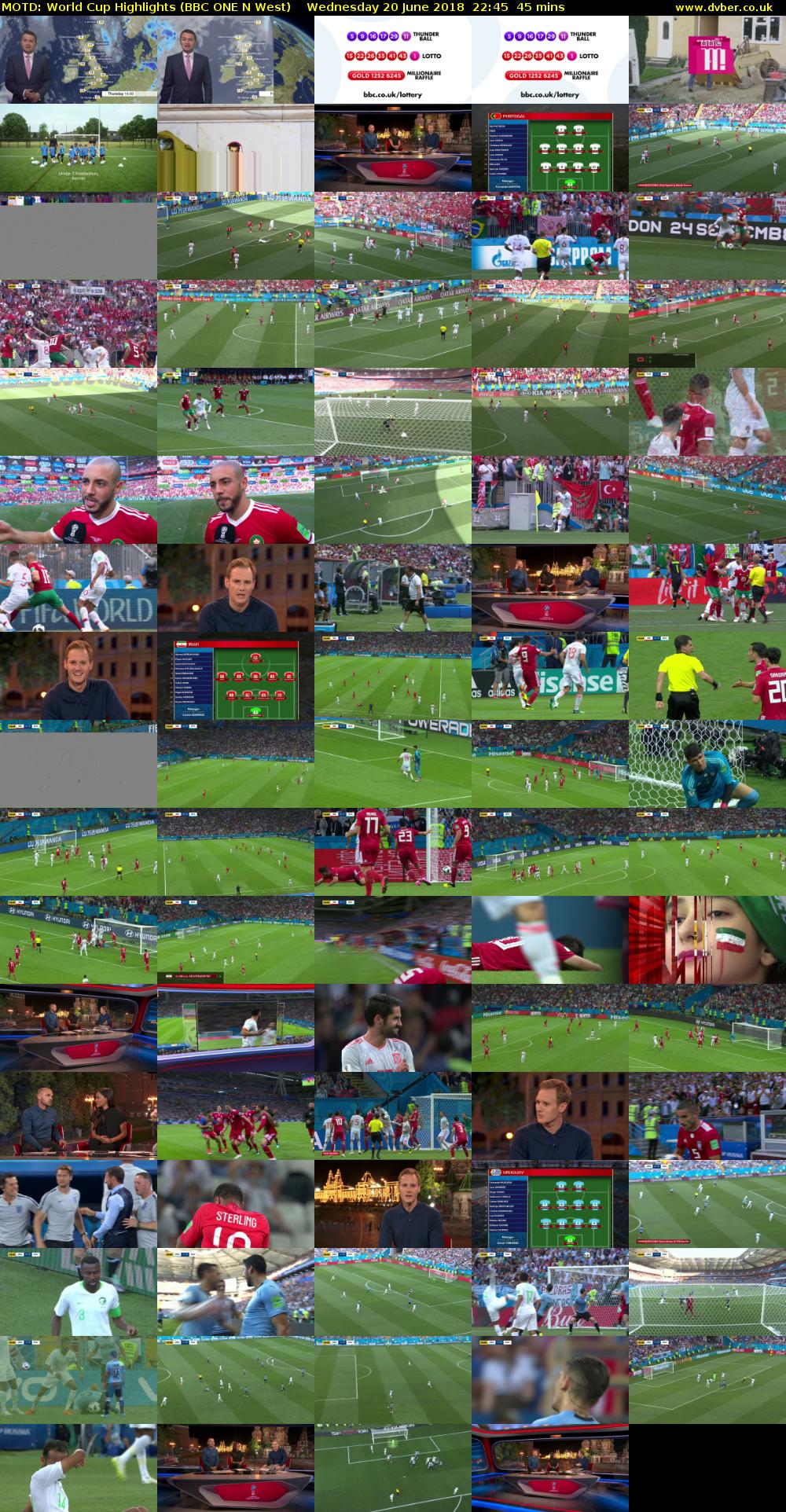 MOTD: World Cup Highlights (BBC ONE N West) Wednesday 20 June 2018 22:45 - 23:30