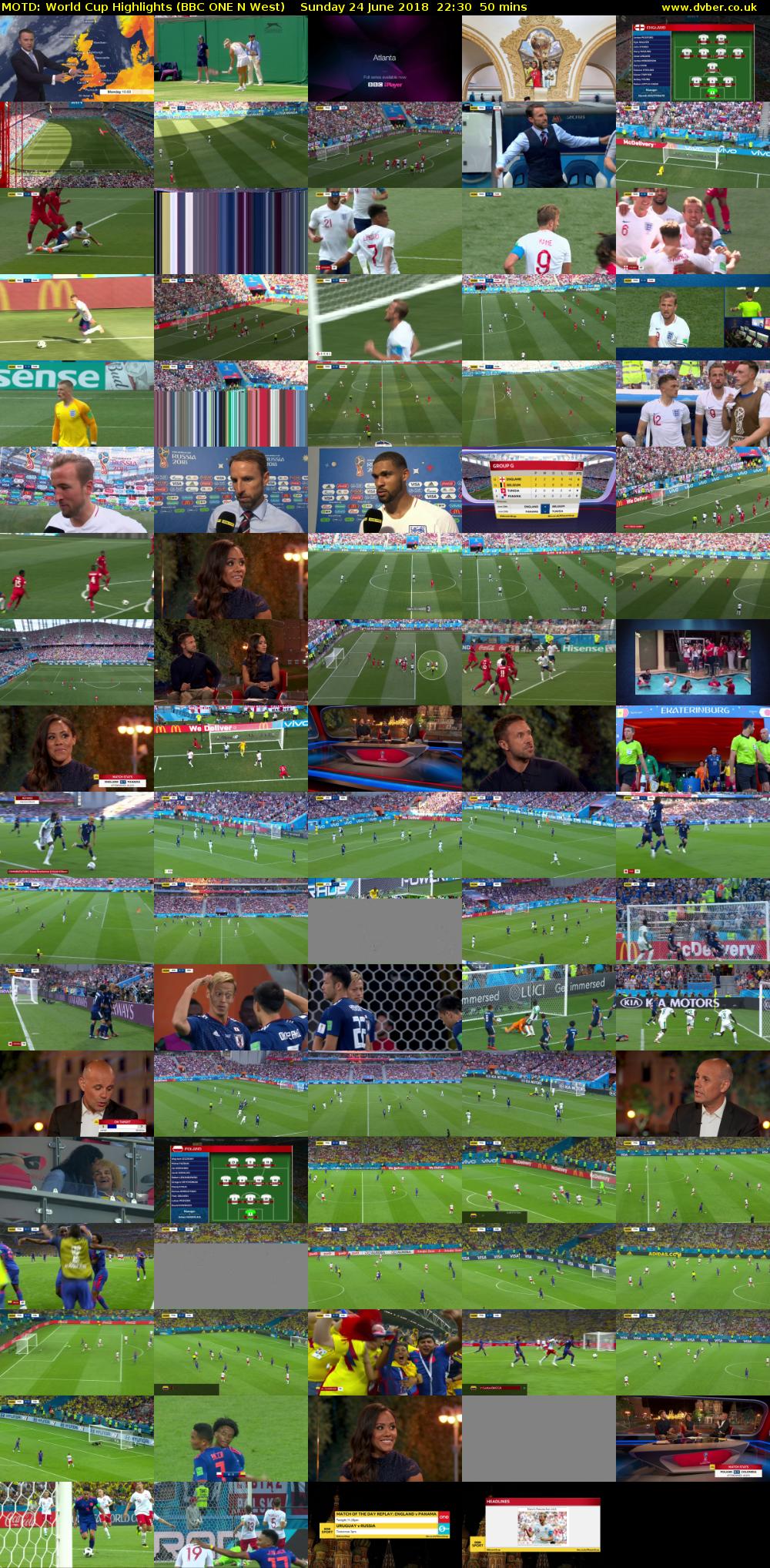 MOTD: World Cup Highlights (BBC ONE N West) Sunday 24 June 2018 22:30 - 23:20