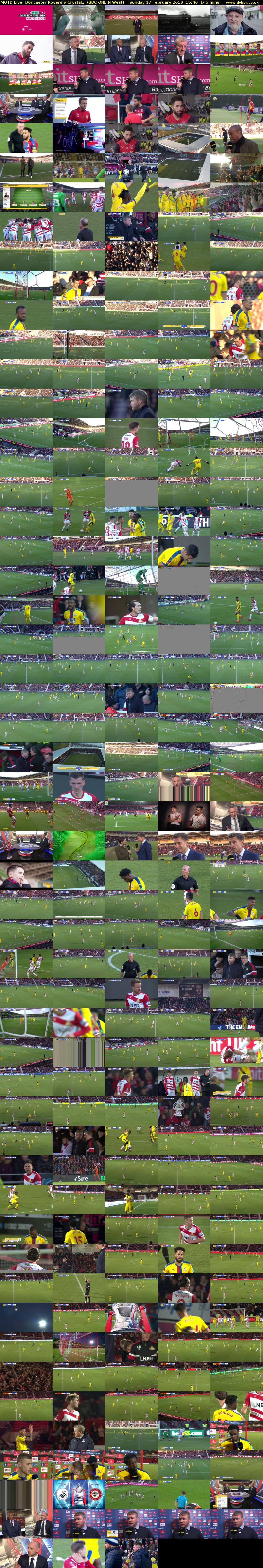 MOTD Live: Doncaster Rovers v Crystal... (BBC ONE N West) Sunday 17 February 2019 15:40 - 18:05