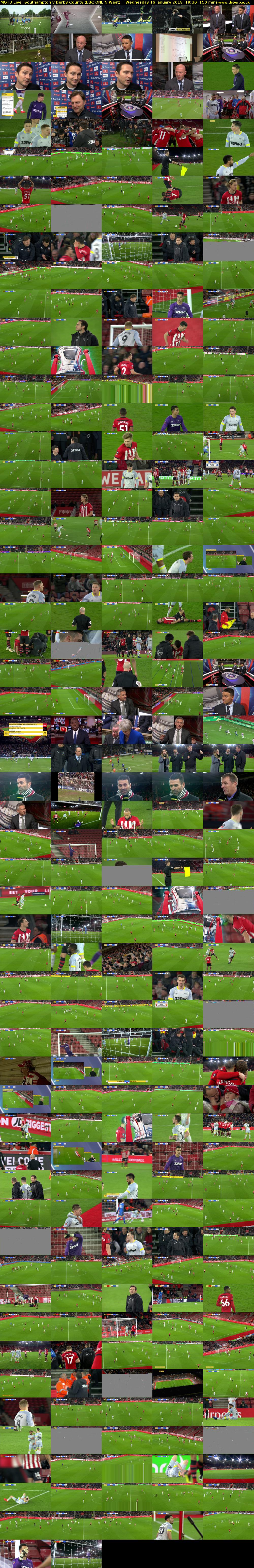 MOTD Live: Southampton v Derby County (BBC ONE N West) Wednesday 16 January 2019 19:30 - 22:00