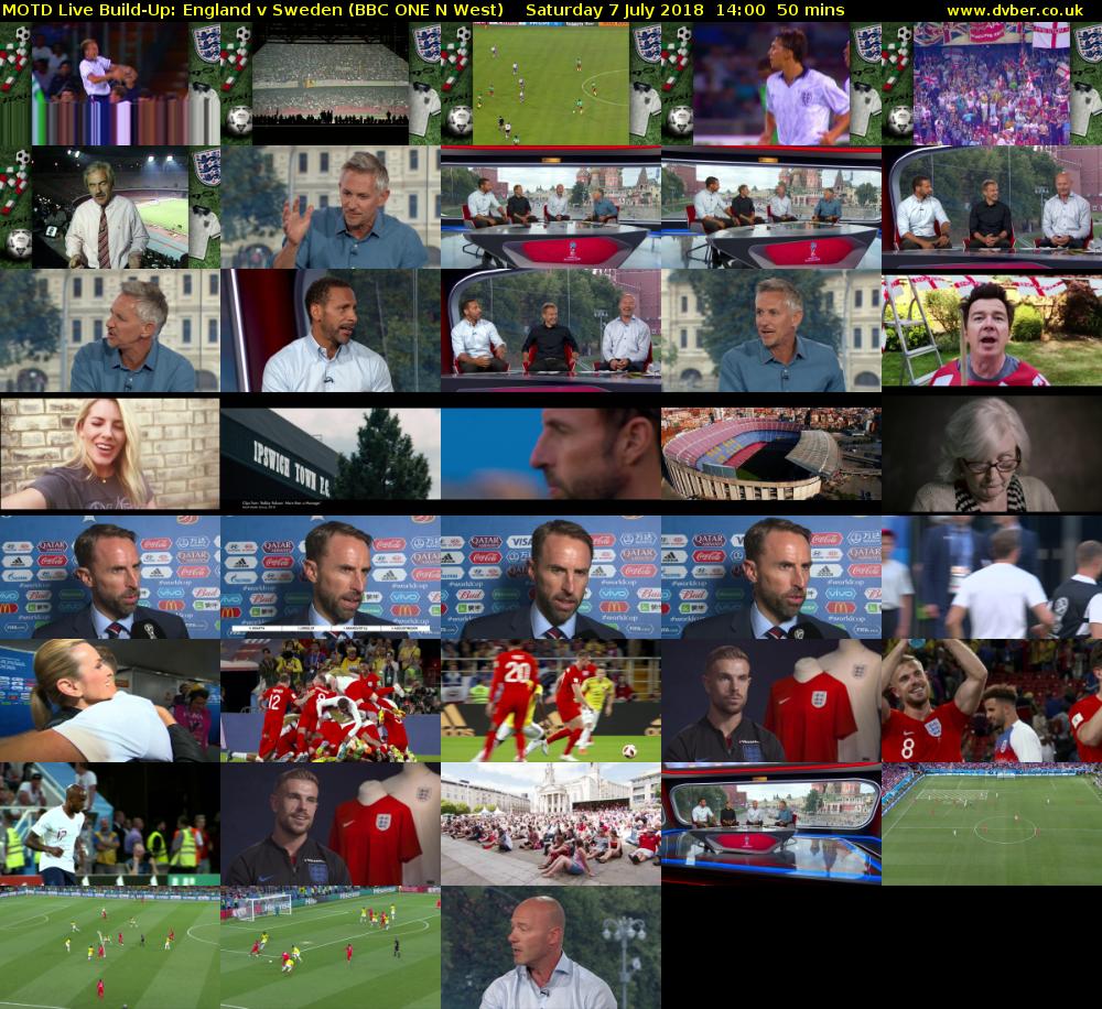 MOTD Live Build-Up: England v Sweden (BBC ONE N West) Saturday 7 July 2018 14:00 - 14:50
