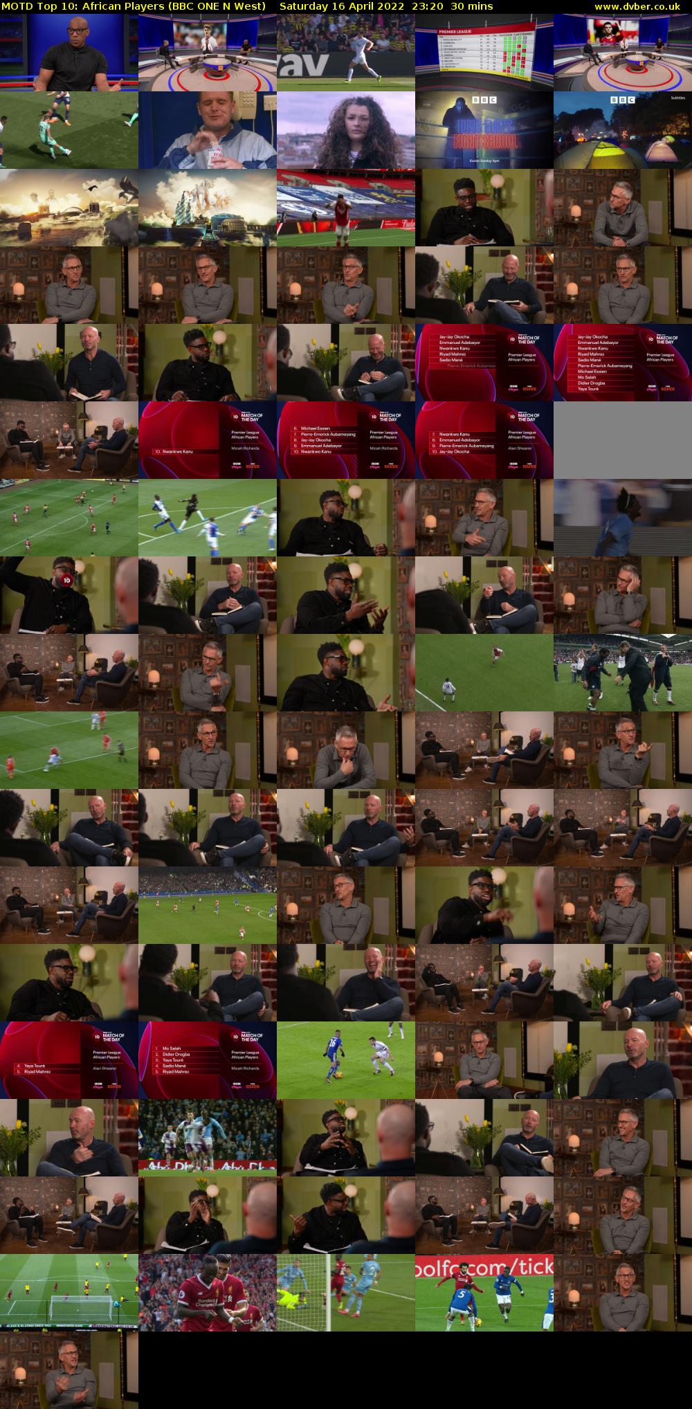 MOTD Top 10: African Players (BBC ONE N West) Saturday 16 April 2022 23:20 - 23:50