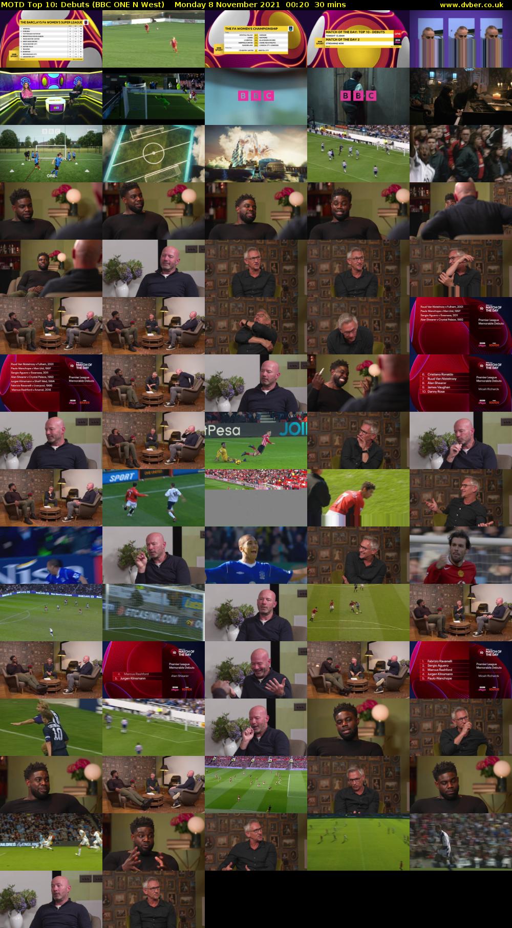 MOTD Top 10: Debuts (BBC ONE N West) Monday 8 November 2021 00:20 - 00:50