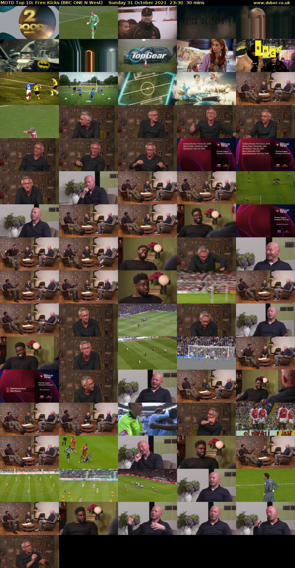MOTD Top 10: Free Kicks (BBC ONE N West) Sunday 31 October 2021 23:30 - 00:00
