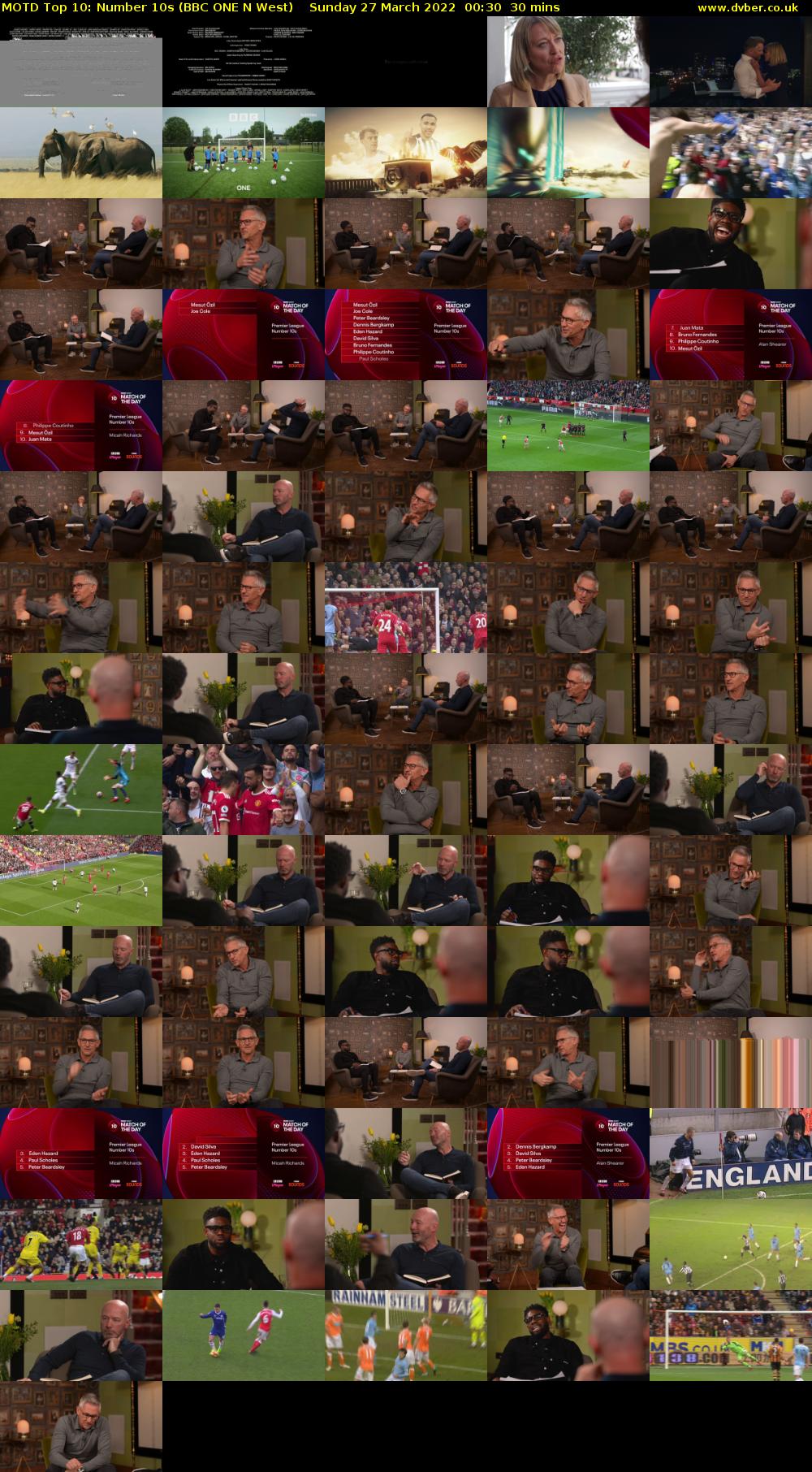 MOTD Top 10: Number 10s (BBC ONE N West) Sunday 27 March 2022 00:30 - 02:00