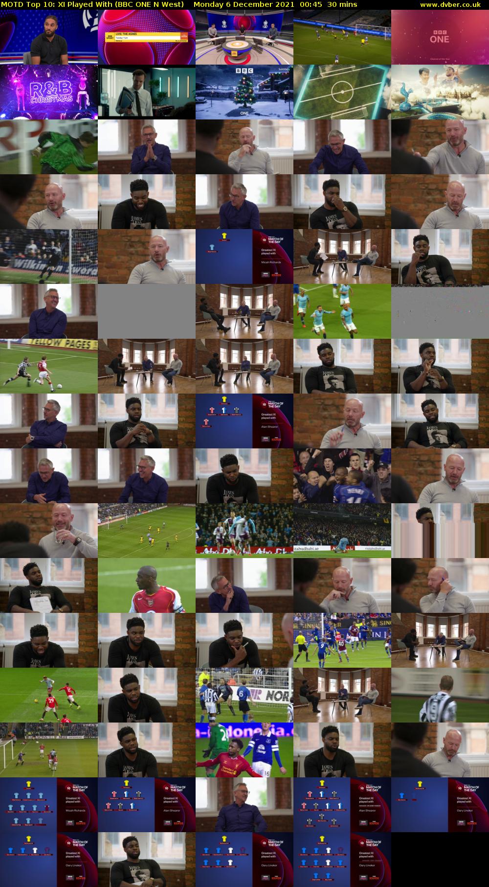 MOTD Top 10: XI Played With (BBC ONE N West) Monday 6 December 2021 00:45 - 01:15