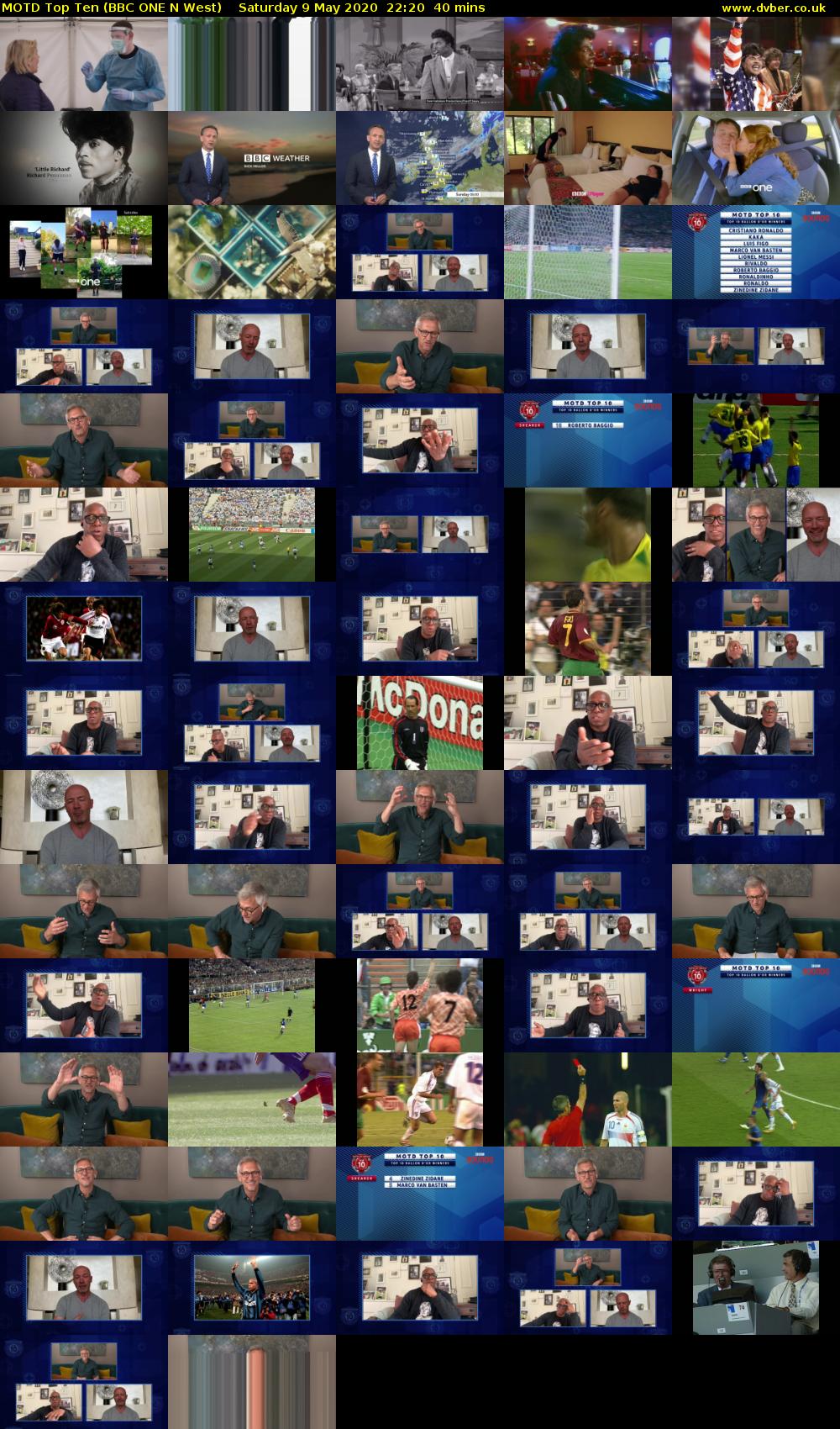 MOTD Top Ten (BBC ONE N West) Saturday 9 May 2020 22:20 - 23:00