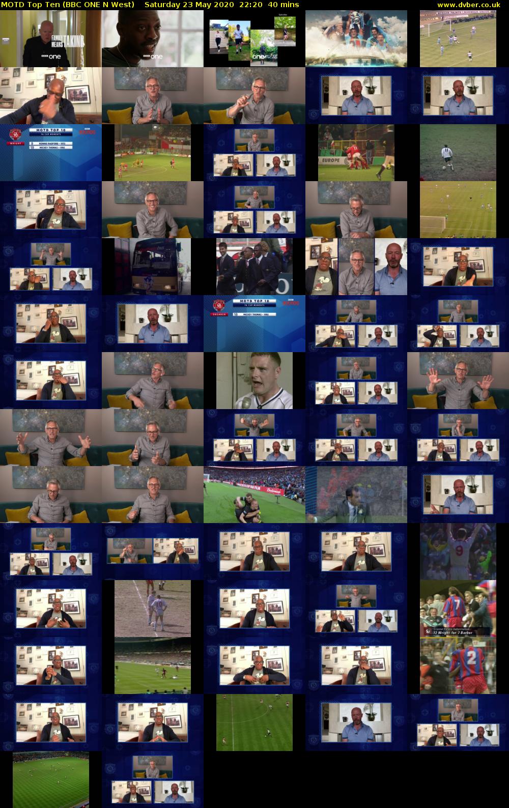MOTD Top Ten (BBC ONE N West) Saturday 23 May 2020 22:20 - 23:00