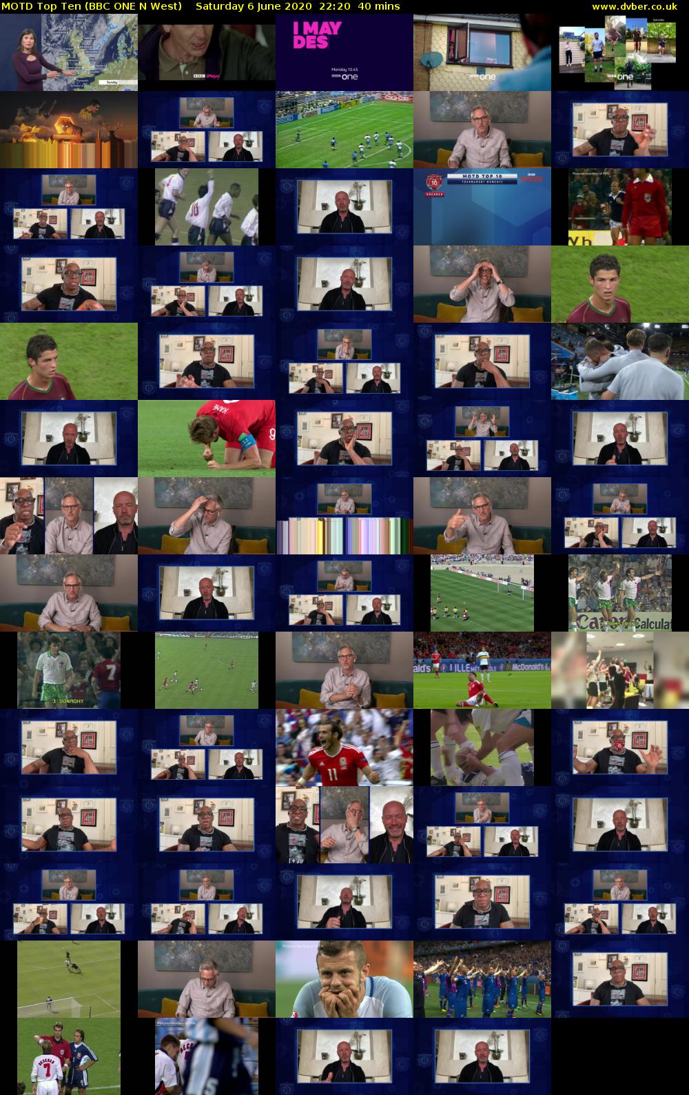 MOTD Top Ten (BBC ONE N West) Saturday 6 June 2020 22:20 - 23:00