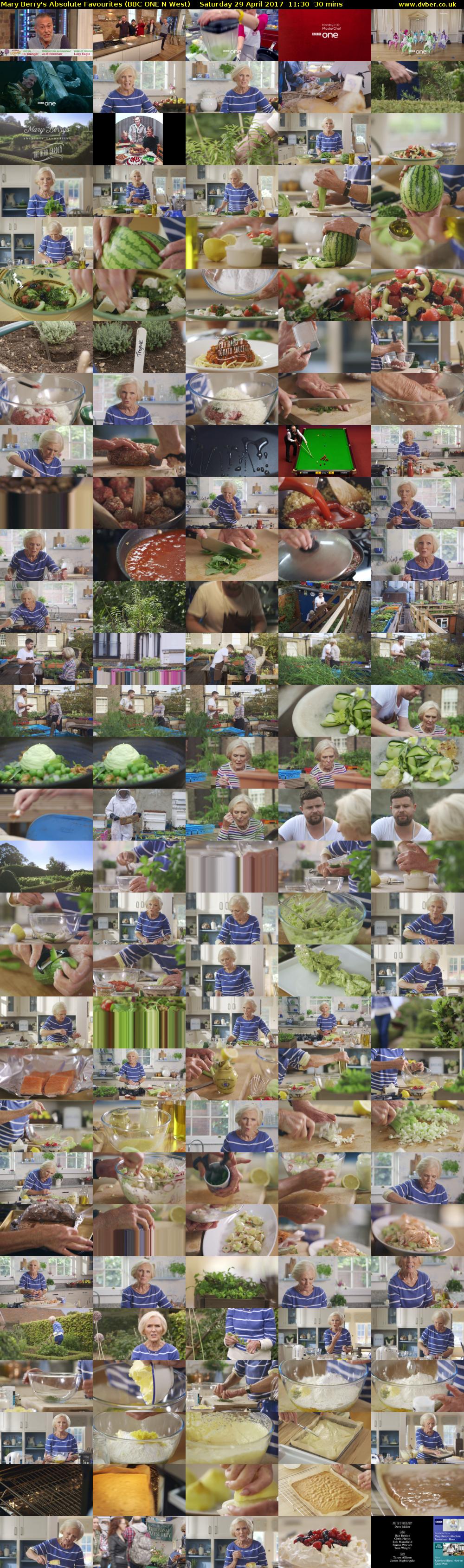 Mary Berry's Absolute Favourites (BBC ONE N West) Saturday 29 April 2017 11:30 - 12:00