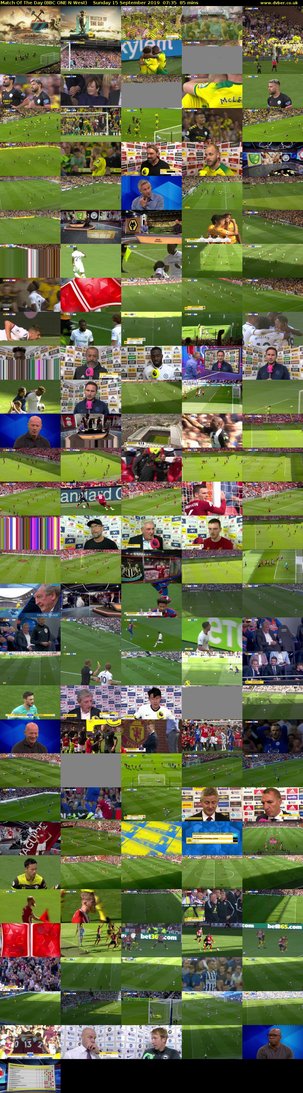 Match Of The Day (BBC ONE N West) Sunday 15 September 2019 07:35 - 09:00