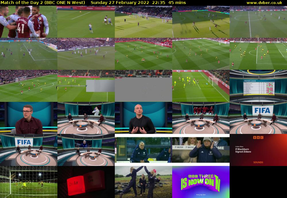 Match of the Day 2 (BBC ONE N West) Sunday 27 February 2022 22:35 - 23:20
